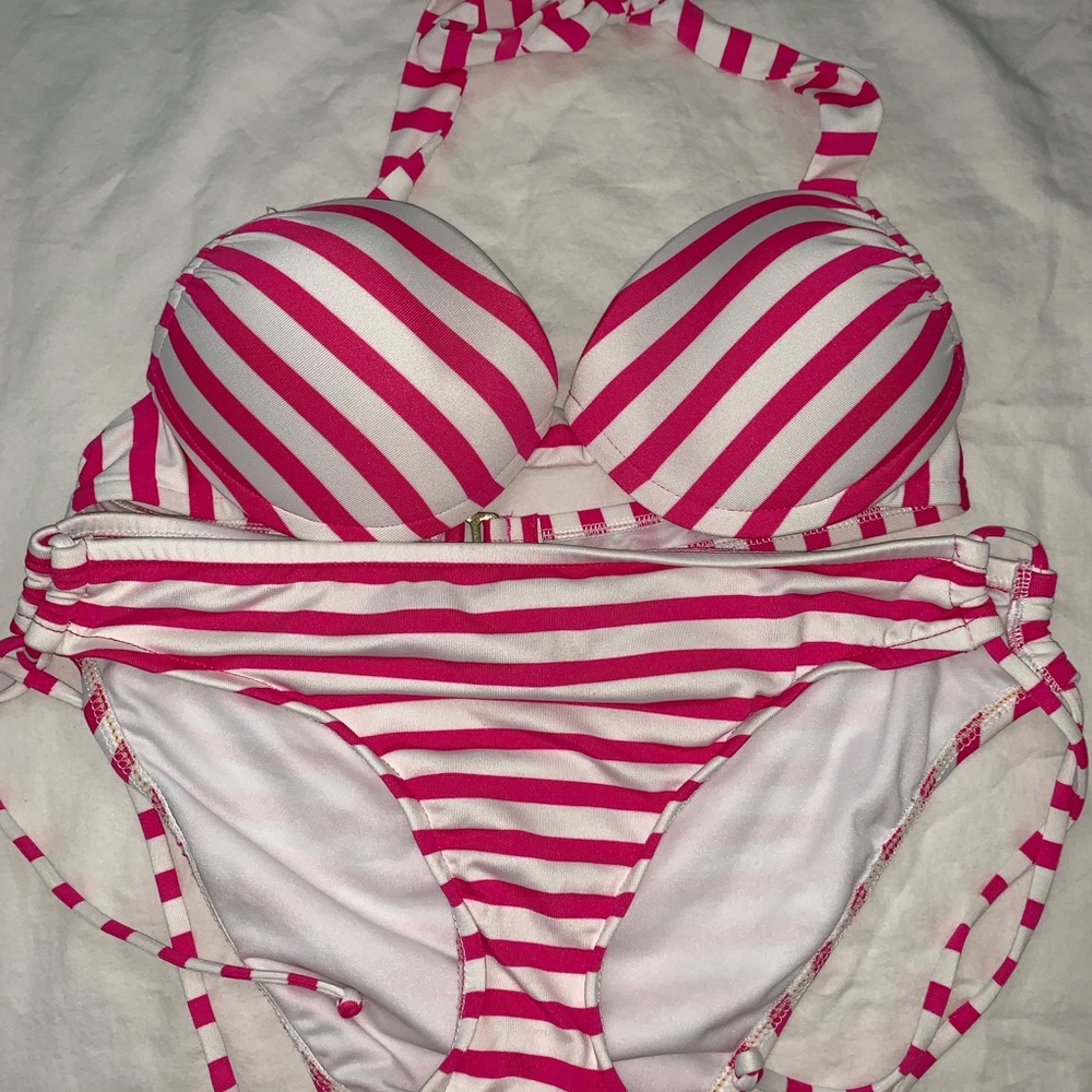 Mossimo pink striped bikini